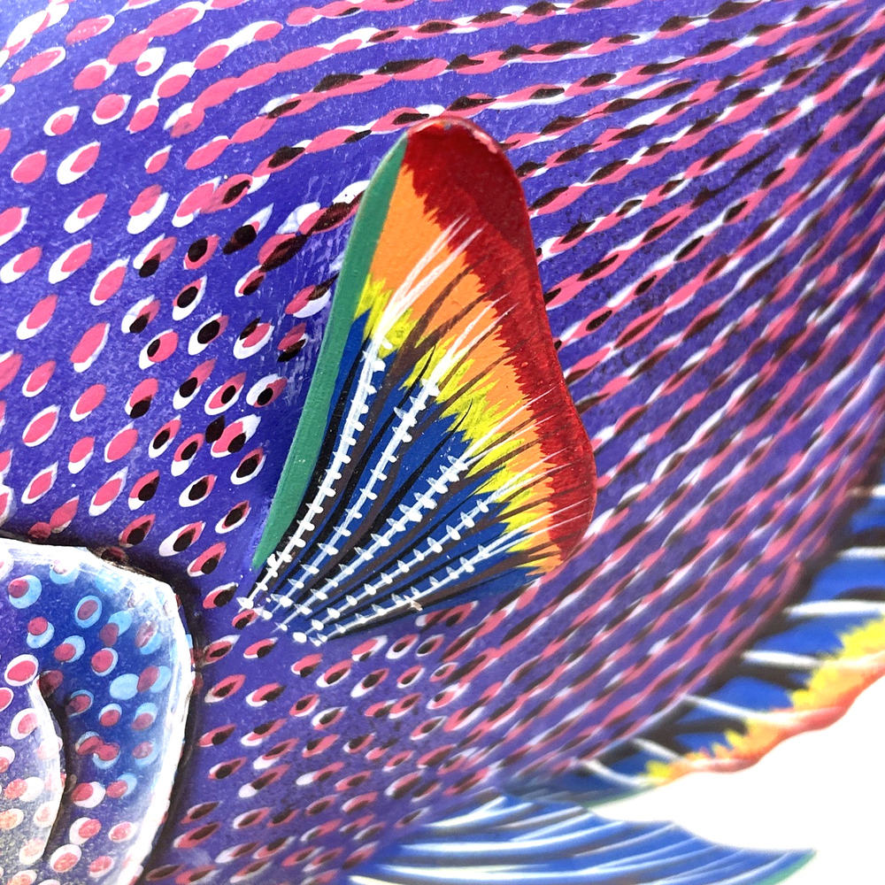 VTG Large Rainbow 3D Hand Carved Hand Painted Wood Fish Sculpture On Coral READ - Picture 14 of 14